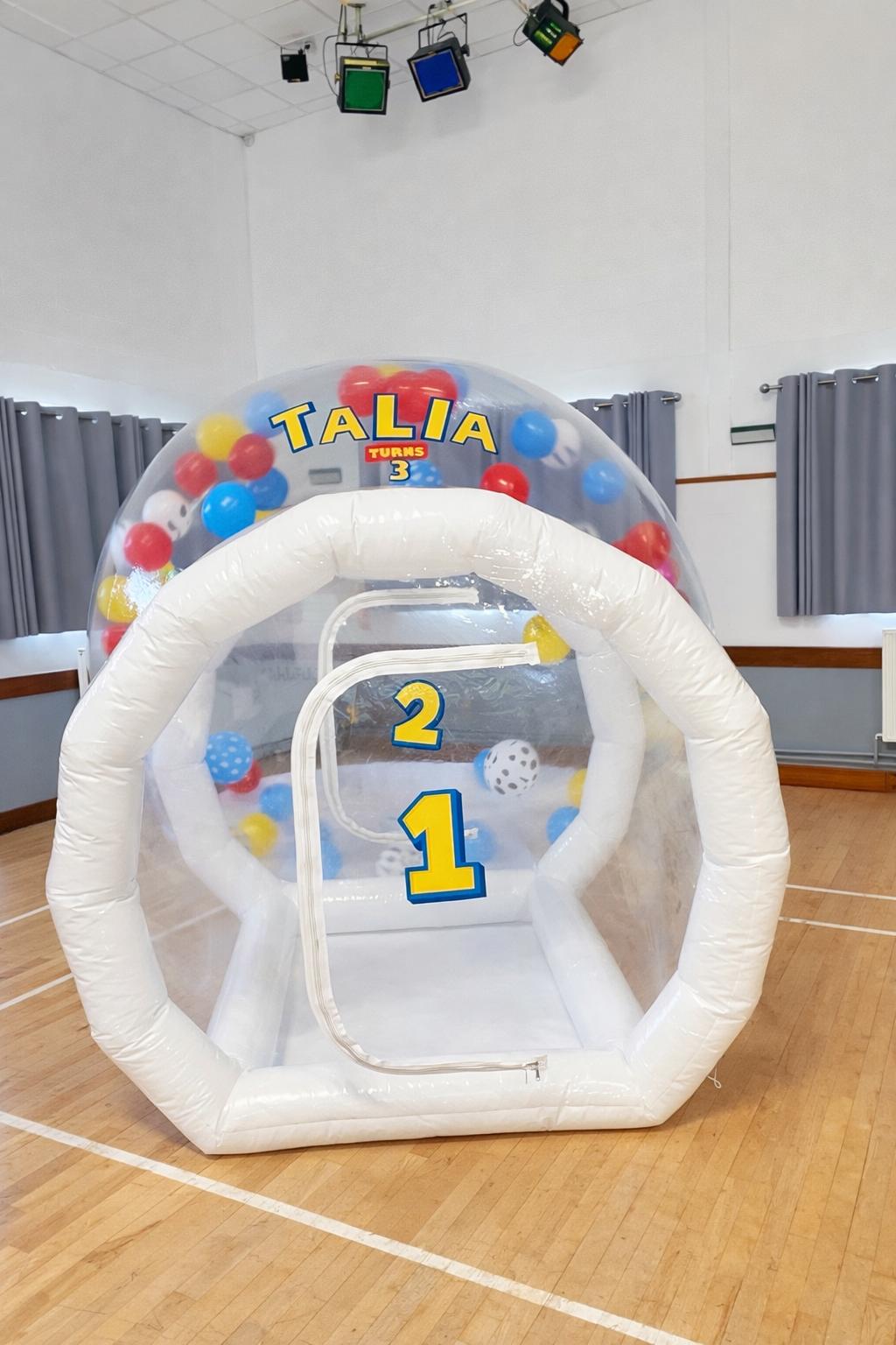 Personalised bubble house with Talia Turns 3 Toy Story theme