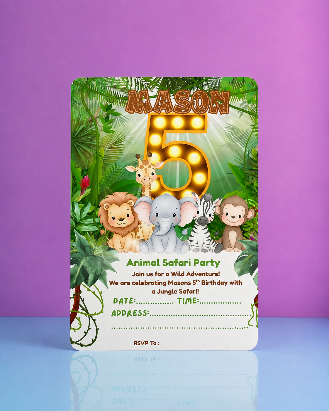 Custom personalised safari party invitation print
