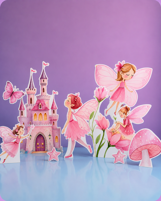 Pink fairy castle foam board party decorations